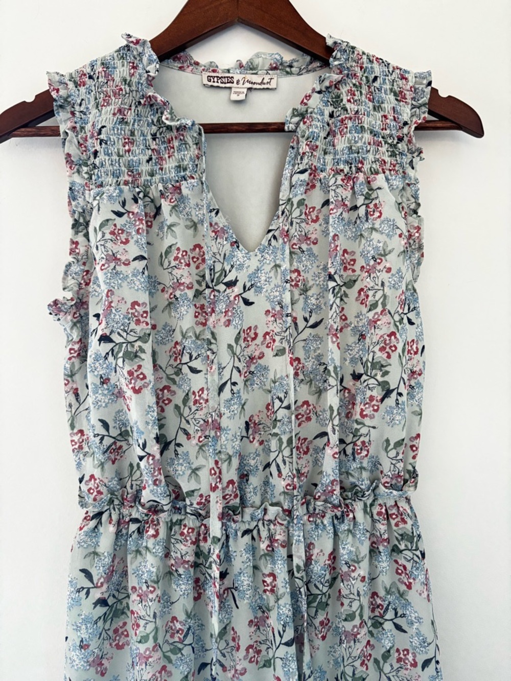 Floral Ruffle Mini Dress Cottagecore Romantic Boho Chic - Picture 7 of 10